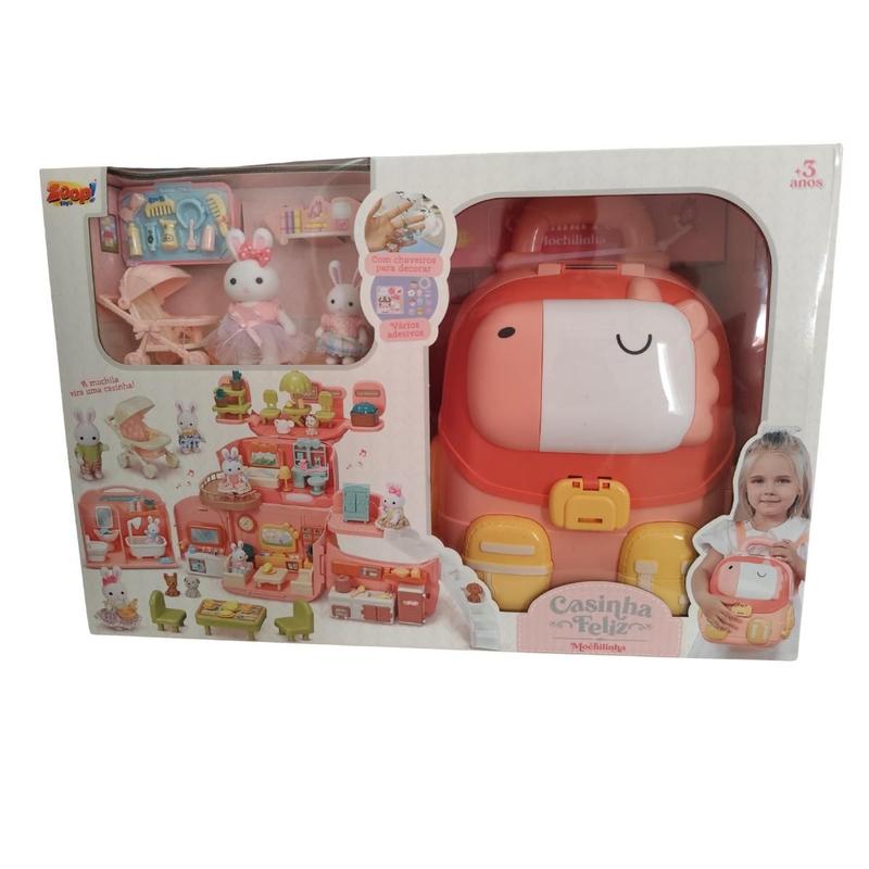 Casinha Feliz Mochila D Unicórnio Coelhinhos Acessórios Zoop